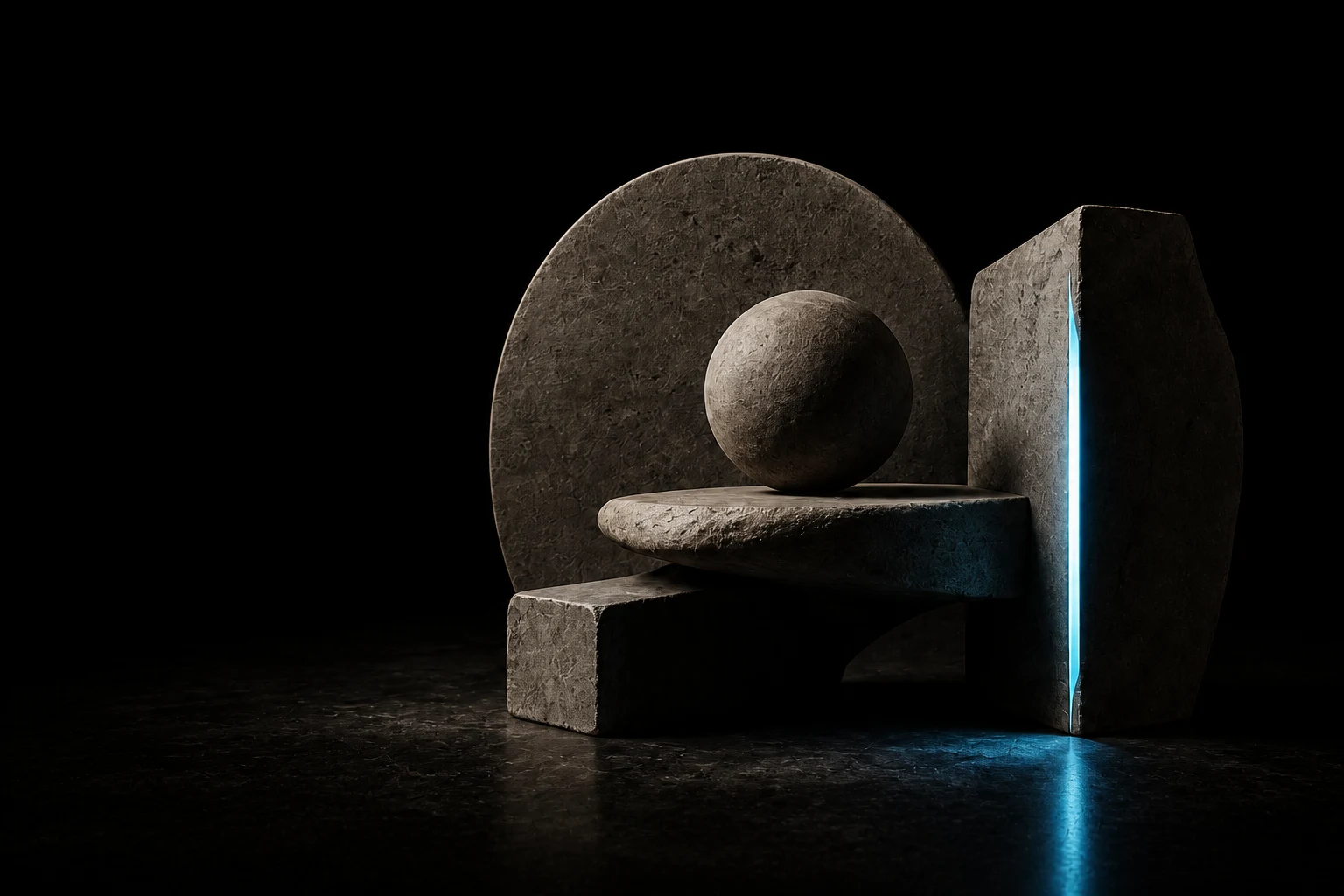 A balanced stone form from the BorealBit sculptural identity