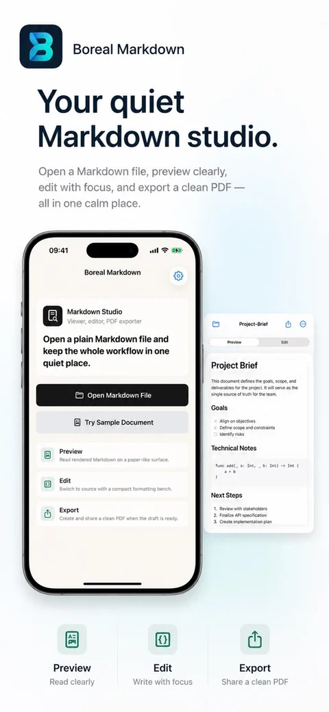 Boreal Markdown: official App Store screenshot